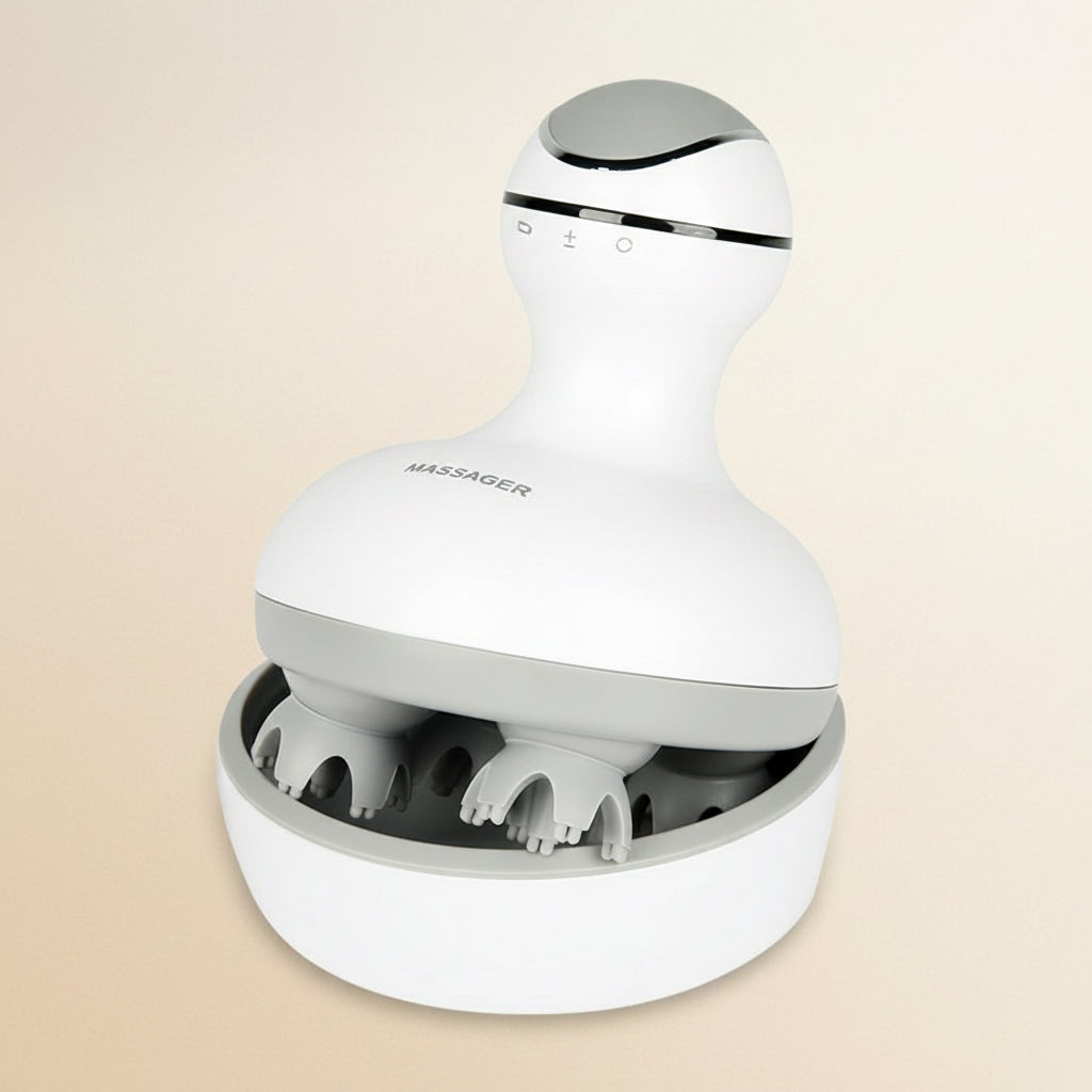 ScalpAir Pro Massager product photo on a warm beige background