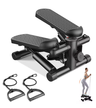 JHK Mini Stepper with Resistance Bands 300 LBS Weight Capacity Hydraulic Home Stepper Machine Compact Cardio Equipment with LCD Monitor No Assembly Required