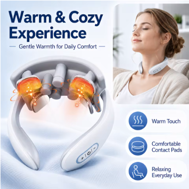 Smart Neck Massager for Adults, 5 Massage Modes, Ergonomic Portable Neck Device for Office, Home &amp; Travel Relaxation