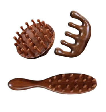 Scalp Relax Meridian Massage Comb Blood Circulation Anti-static Sandalwood Hair Comb Sandalwood Wooden Handle
