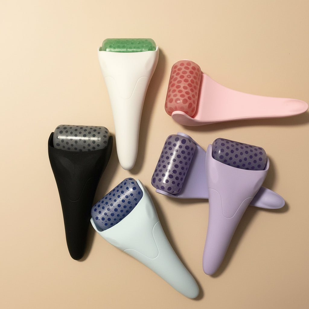 GlideBead Face Roller product photo on a warm beige background
